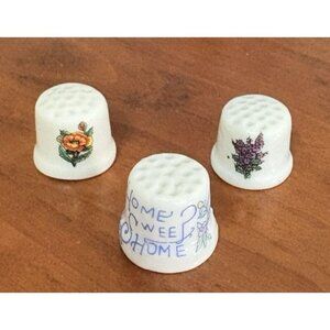 Vintage Mixed Collectible Bone China / Ceramic Thimbles Lot Of 3